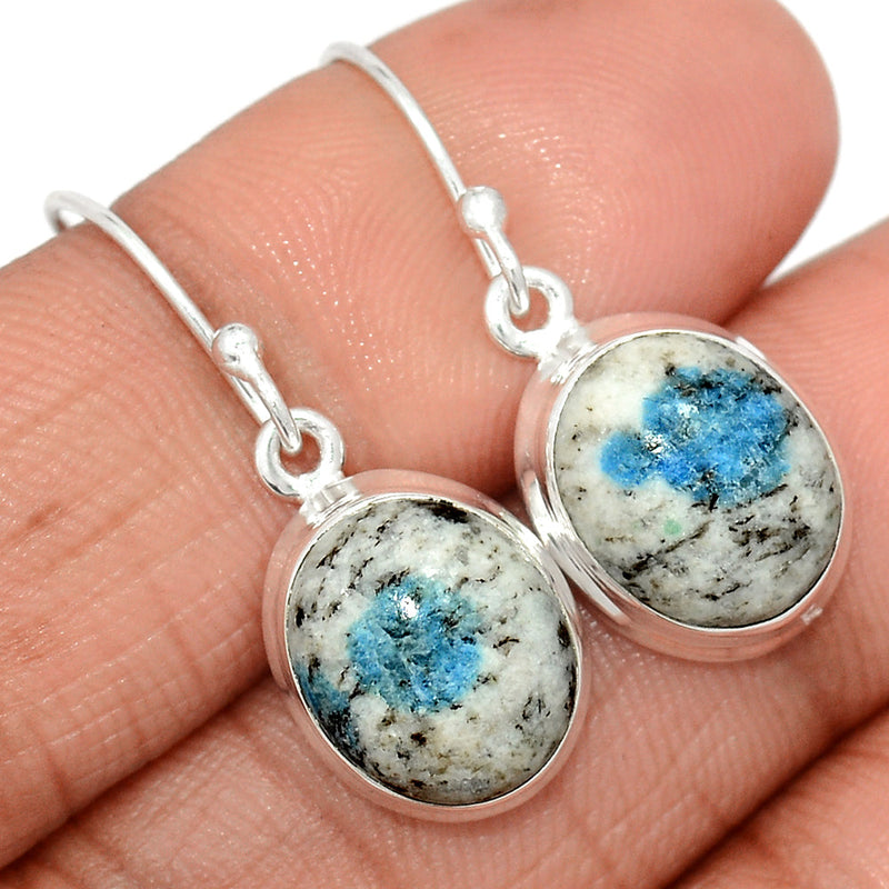 1.2" K2 Blue - Azurite In Quartz Earrings - K2E638