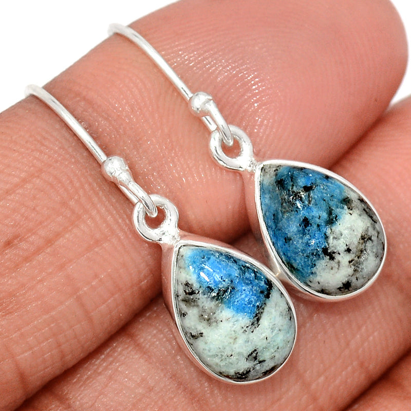 1.2" K2 Blue - Azurite In Quartz Earrings - K2E655