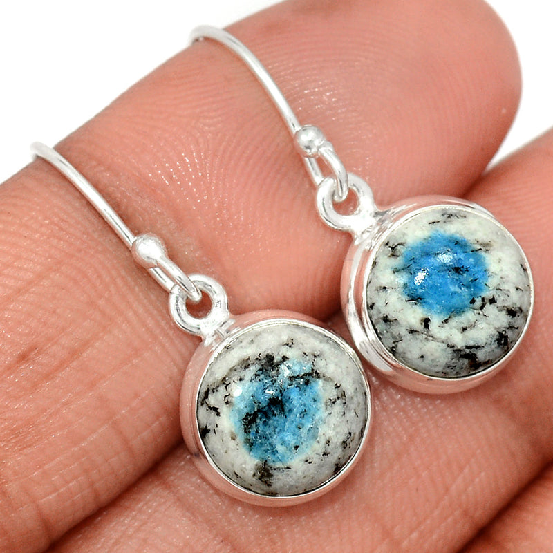 1.1" K2 Blue - Azurite In Quartz Earrings - K2E657