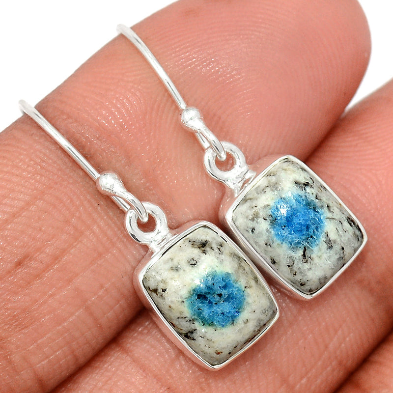 1.1" K2 Blue - Azurite In Quartz Earrings - K2E659