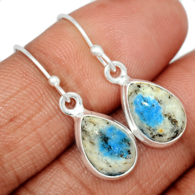 1.2" K2 Blue - Azurite In Quartz Earrings - K2E662