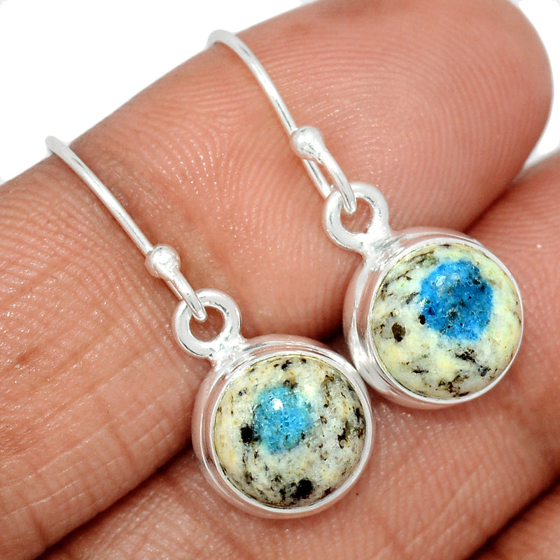 1.1" K2 Blue - Azurite In Quartz Earrings - K2E667