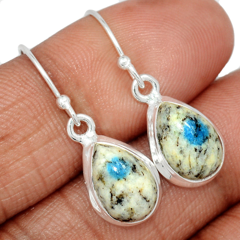 1.2" K2 Blue - Azurite In Quartz Earrings - K2E673