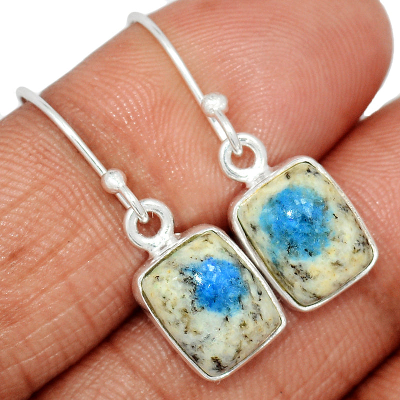 1.1" K2 Blue - Azurite In Quartz Earrings - K2E680