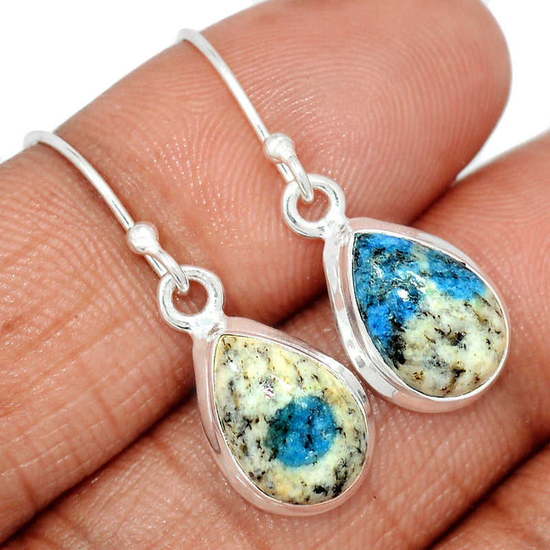 1.2" K2 Blue - Azurite In Quartz Earrings - K2E681