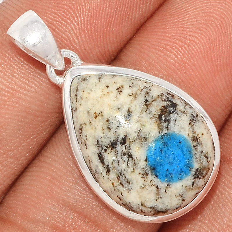 1.3" K2 Blue Azurite In Quartz Pendants - K2P1051