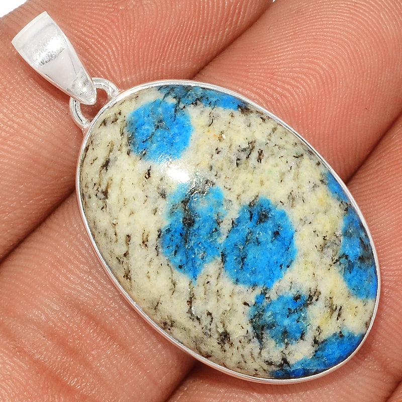 1.7" K2 Blue Azurite In Quartz Pendants - K2P1084