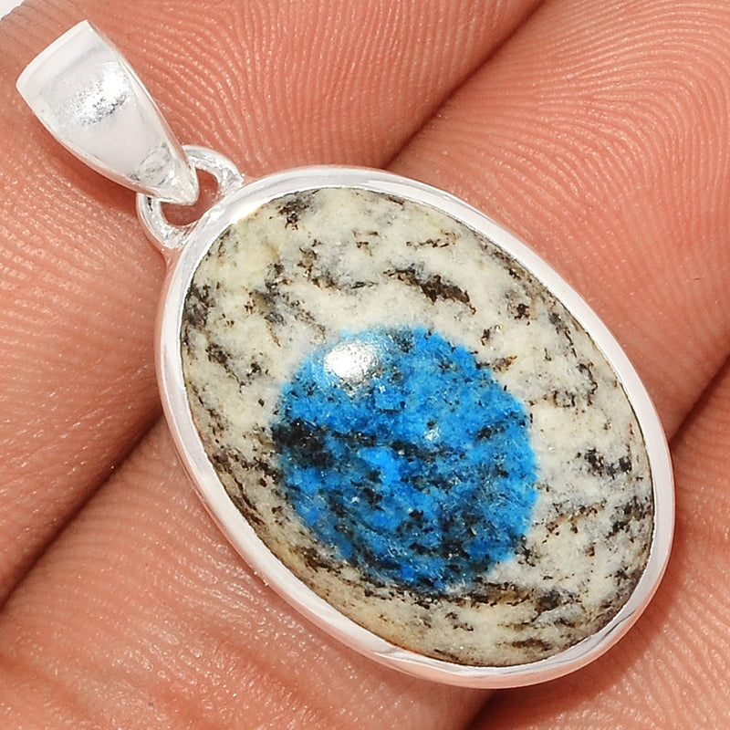 1.3" K2 Blue Azurite In Quartz Pendants - K2P1085