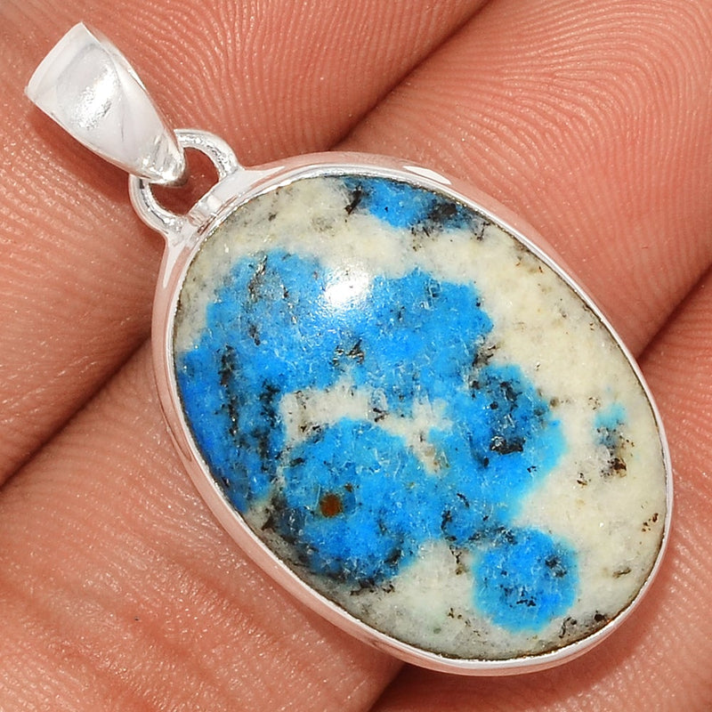 1.5" K2 Blue Azurite In Quartz Pendants - K2P1086