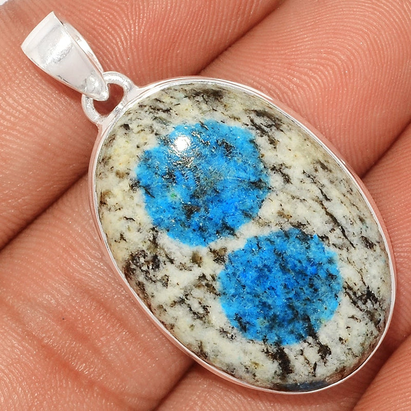 1.6" K2 Blue Azurite In Quartz Pendants - K2P1089