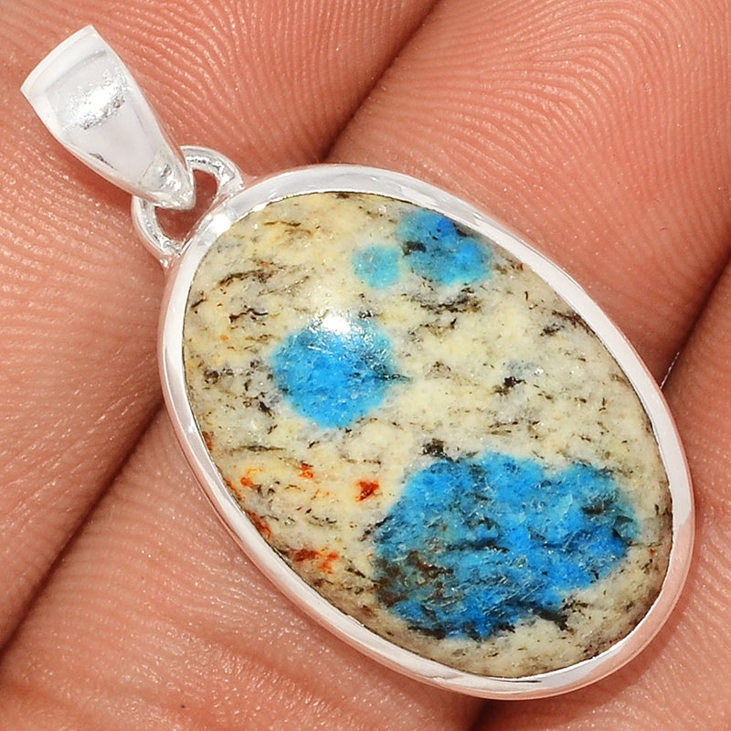 1.3" K2 Blue Azurite In Quartz Pendants - K2P1090