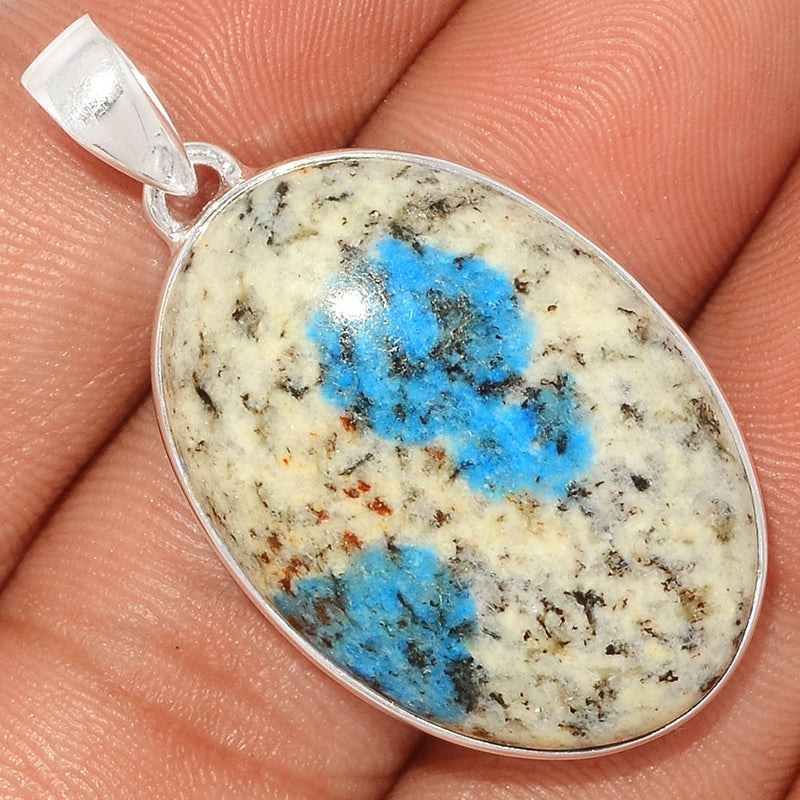 1.6" K2 Blue Azurite In Quartz Pendants - K2P1092