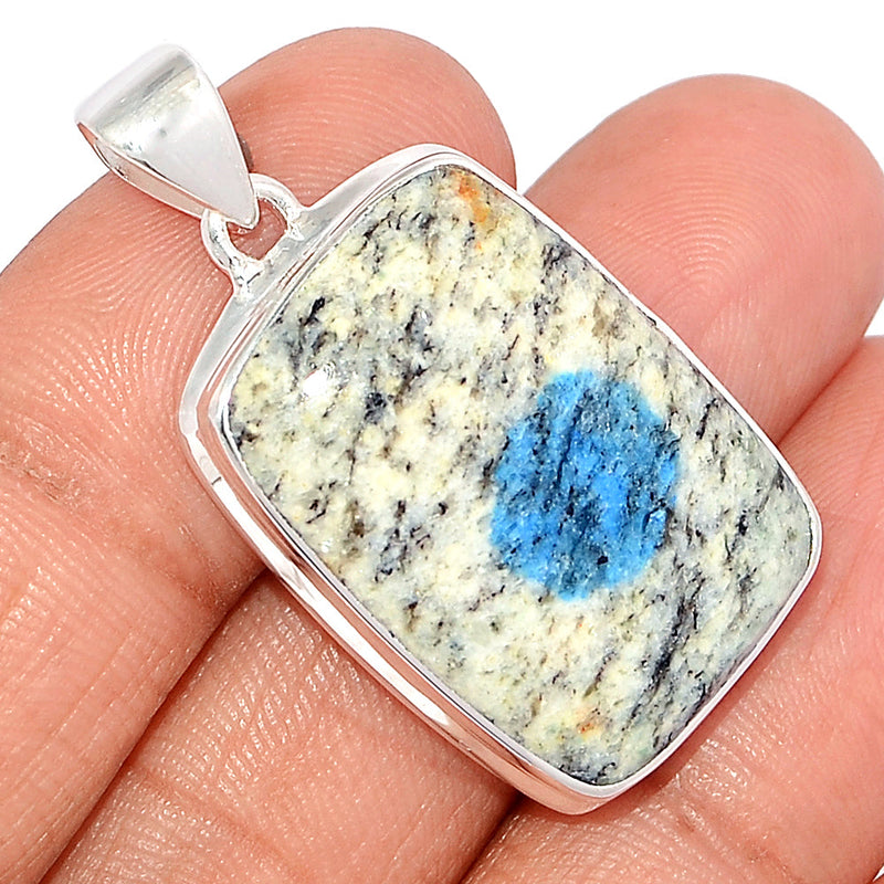 1.6" K2 Blue - Azurite In Quartz Pendants - K2P1171