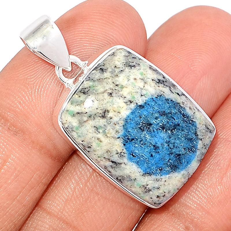 1.5" K2 Blue - Azurite In Quartz Pendants - K2P1182