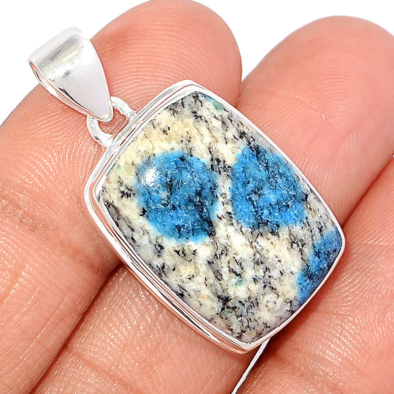 1.5" K2 Blue - Azurite In Quartz Pendants - K2P1186