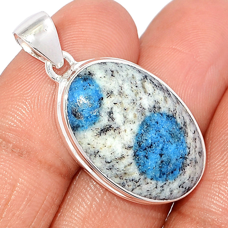 1.3" K2 Blue - Azurite In Quartz Pendants - K2P1195