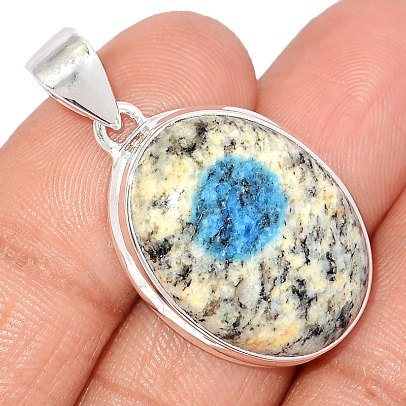 1.5" K2 Blue - Azurite In Quartz Pendants - K2P1213