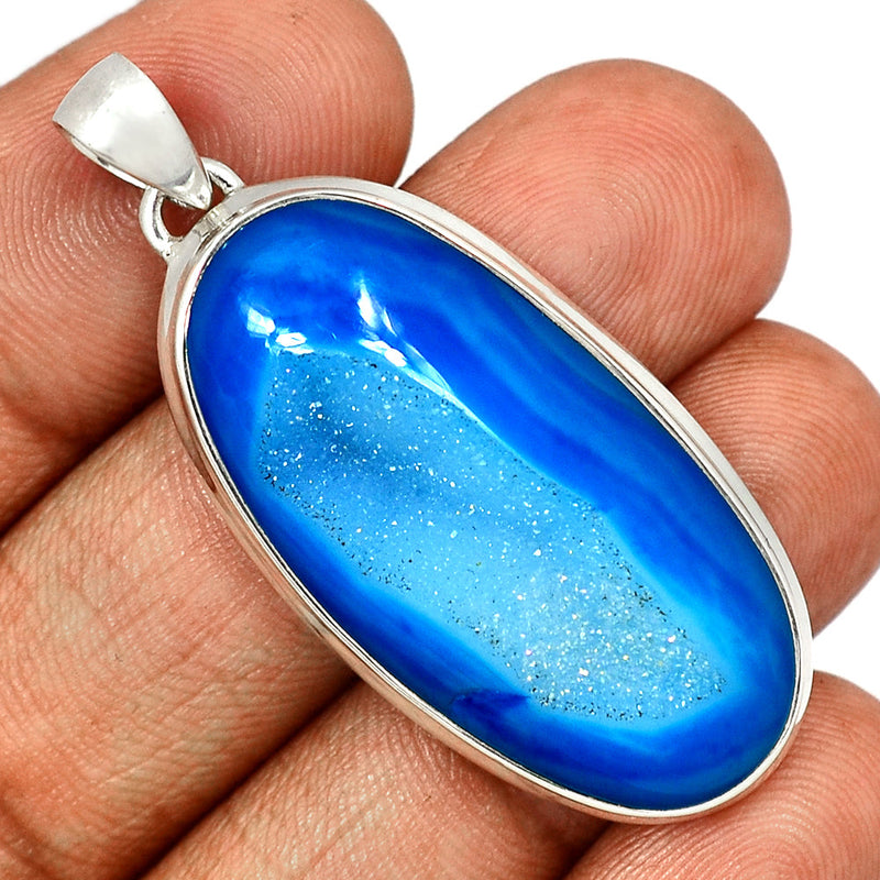 2" Marine Blue Aura Druzy Pendants - MBDP261