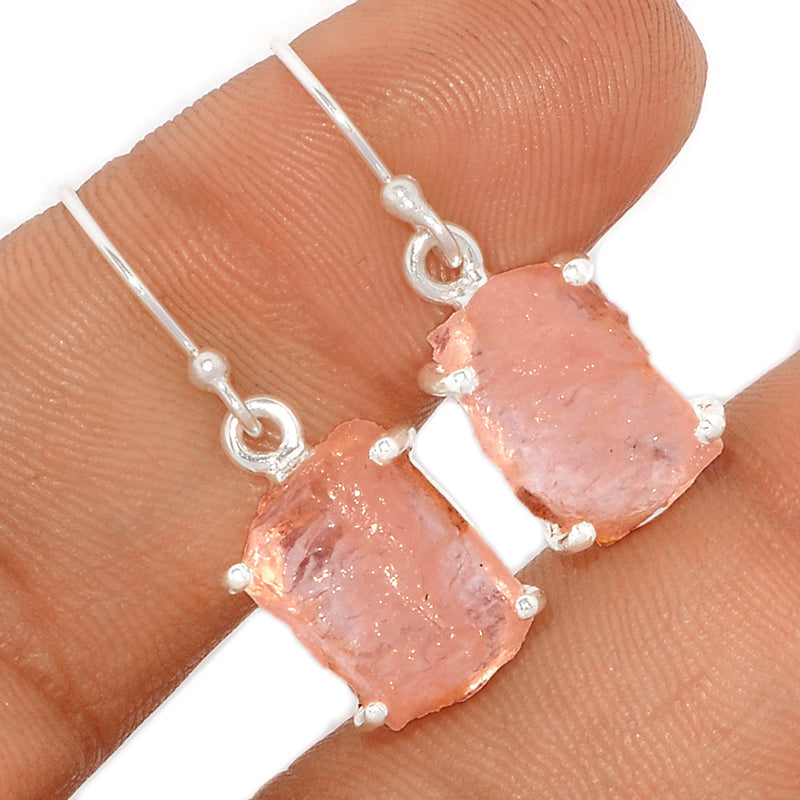 1.1" Claw - Morganite Rough Earrings - MGNE280