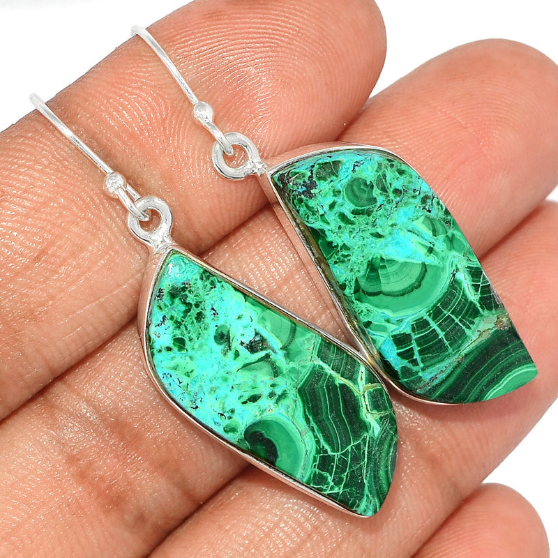 1.8" Malachite In Chrysocolla Earrings - MICE698