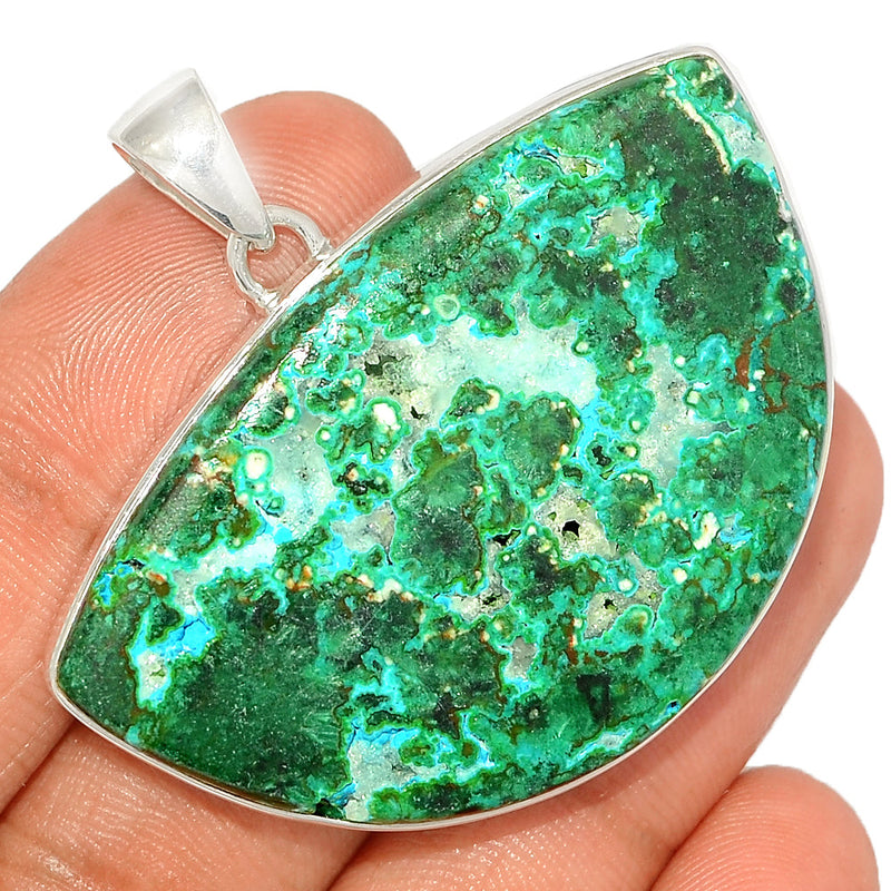 1.7" Malachite In Chrysocolla Druzy Pendants - MIDP143