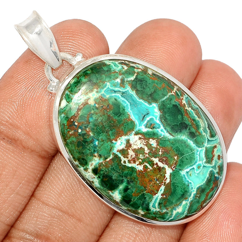 2" Malachite In Chrysocolla Druzy Pendants - MIDP151