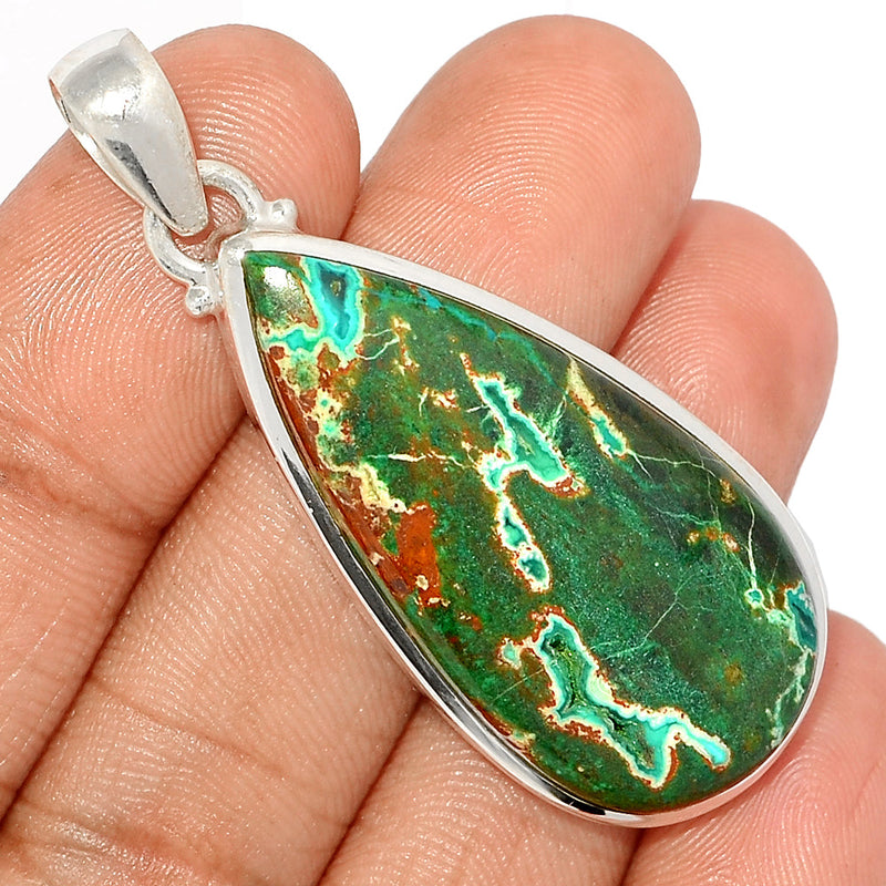 2.1" Malachite In Chrysocolla Druzy Pendants - MIDP156