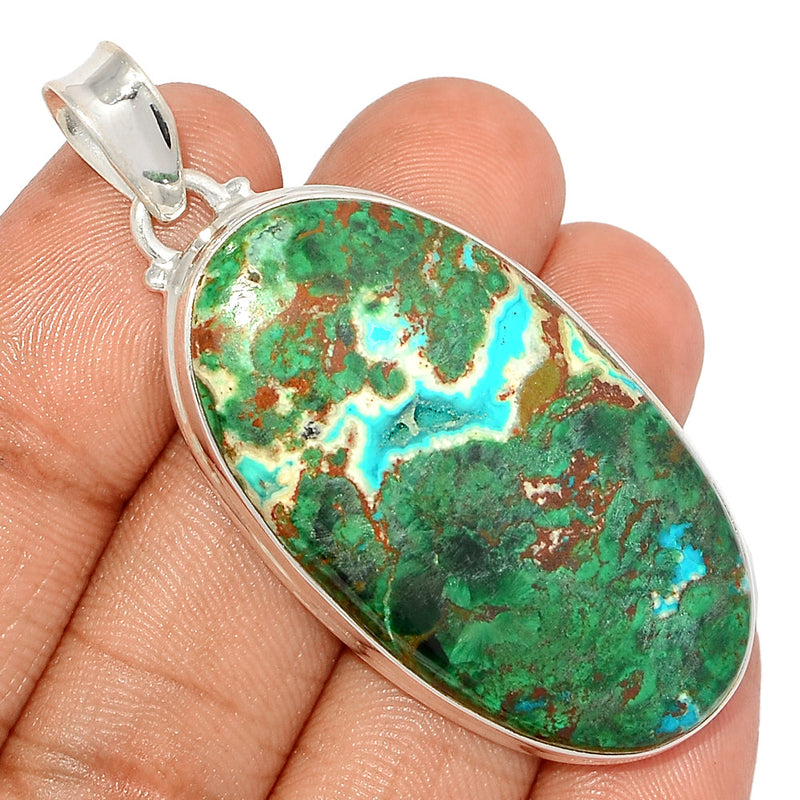 2.3" Malachite In Chrysocolla Druzy Pendants - MIDP157