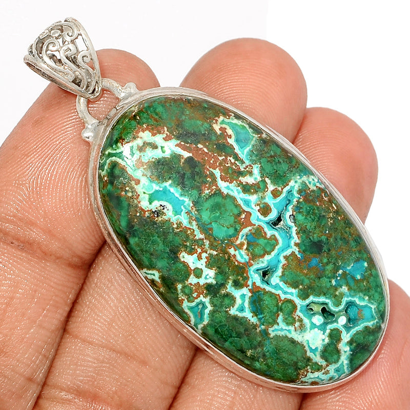 2.2" Malachite In Chrysocolla Druzy Pendants - MIDP160