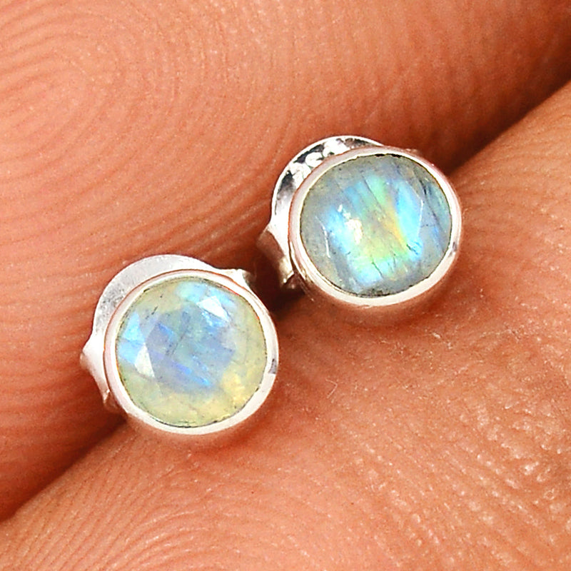 Rainbow Moonstone Faceted Studs - MNFS123