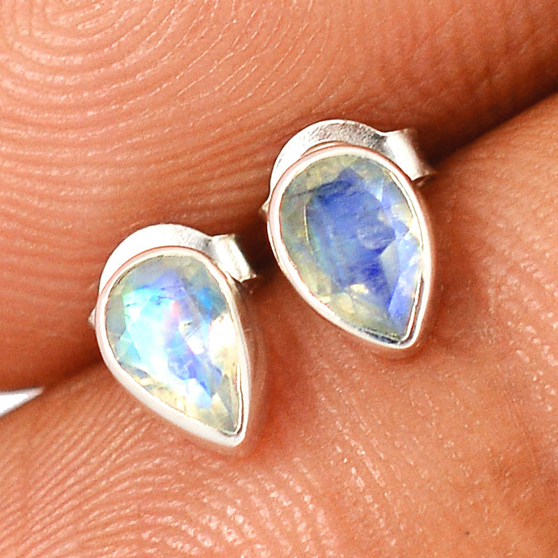 Rainbow Moonstone Faceted Studs - MNFS127