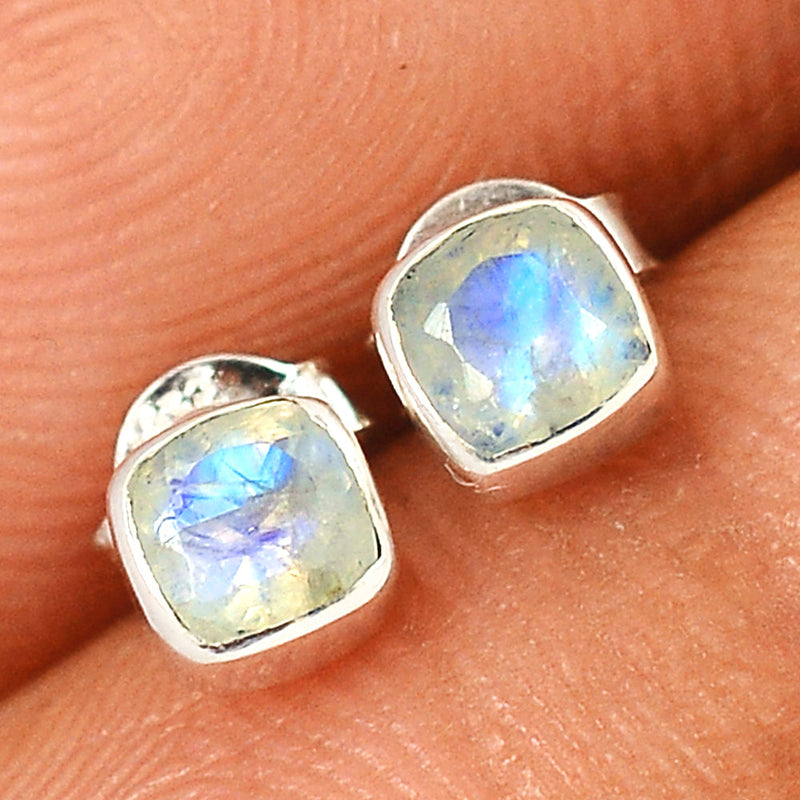 Rainbow Moonstone Faceted Studs - MNFS141