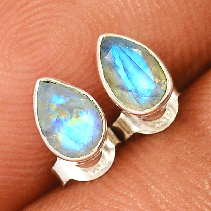 Rainbow Moonstone Faceted Studs - MNFS143