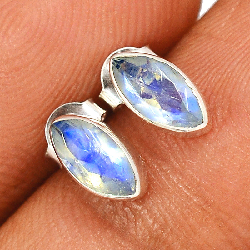 Rainbow Moonstone Faceted Studs - MNFS145