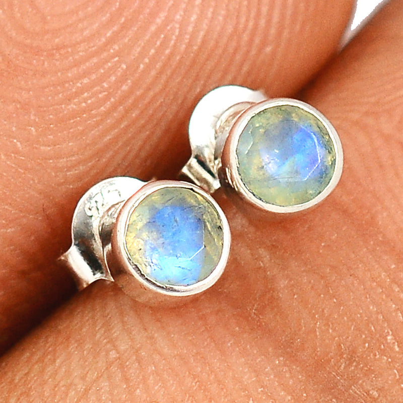 Rainbow Moonstone Faceted Studs - MNFS146