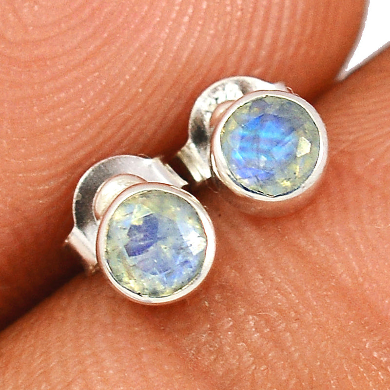 Rainbow Moonstone Faceted Studs - MNFS147