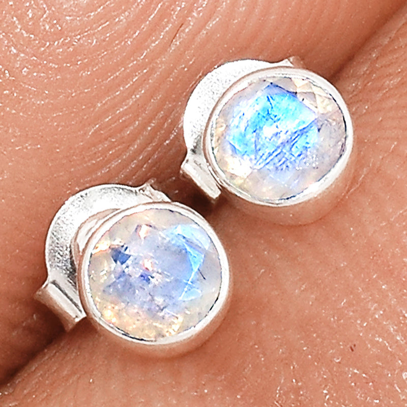 Rainbow Moonstone Faceted Studs - MNFS150