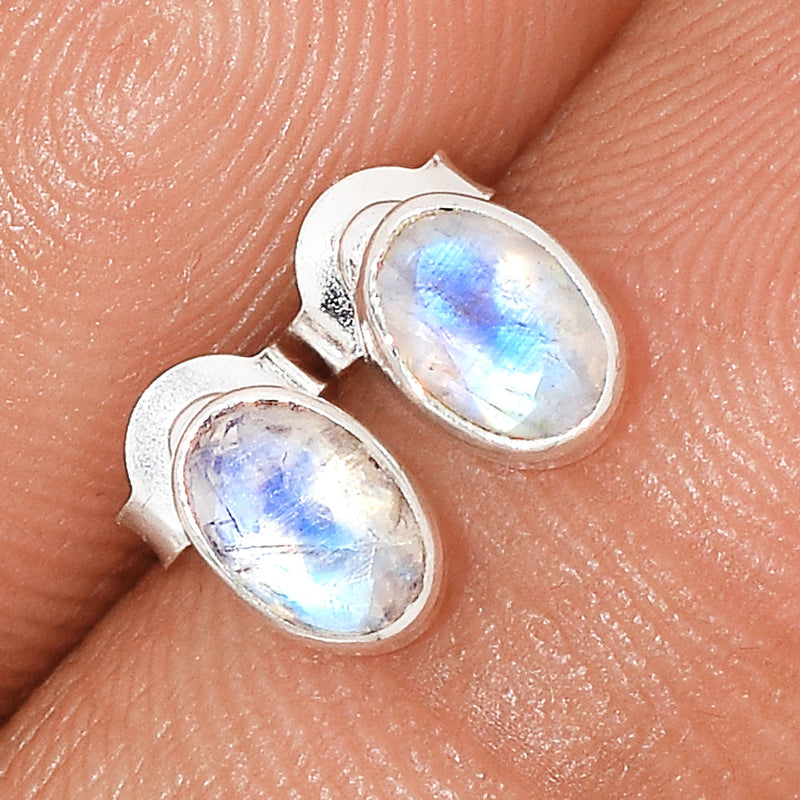 Rainbow Moonstone Faceted Studs - MNFS166