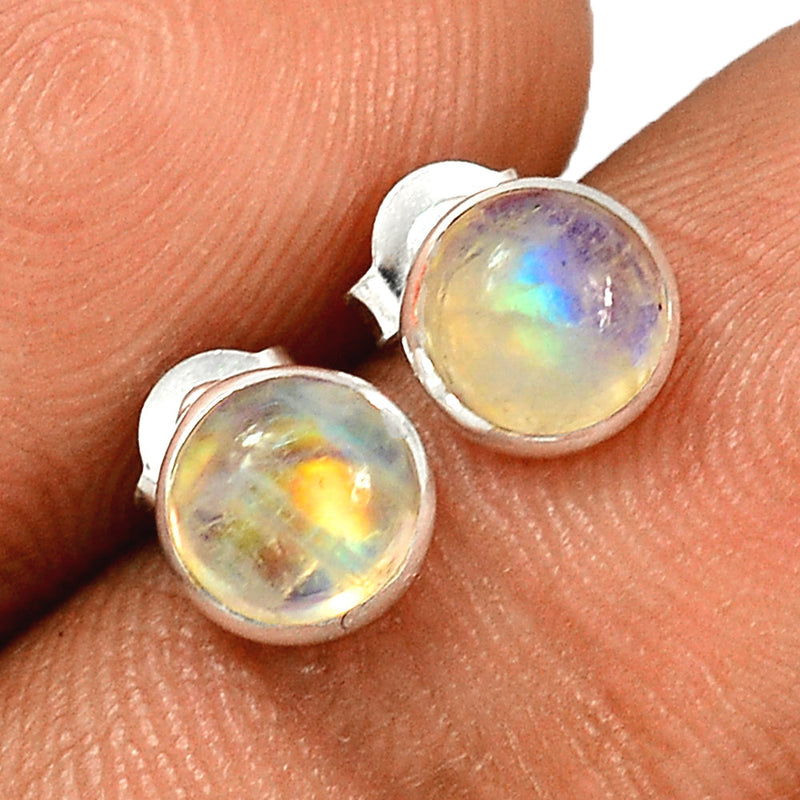 Rainbow Moonstone Studs - MONS971