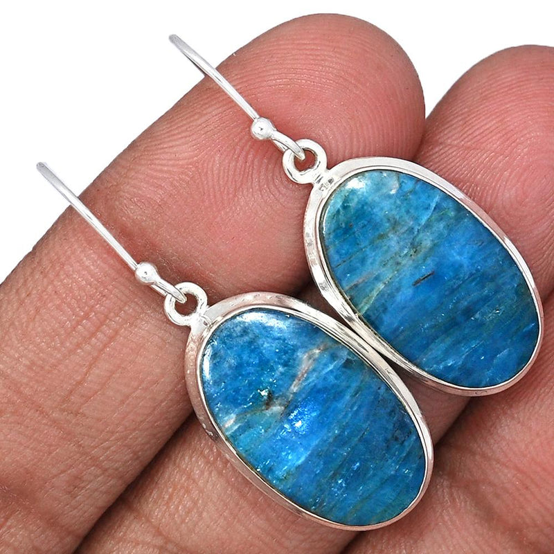 1.6" Neon Blue Apatite Cab Earrings - NACE104