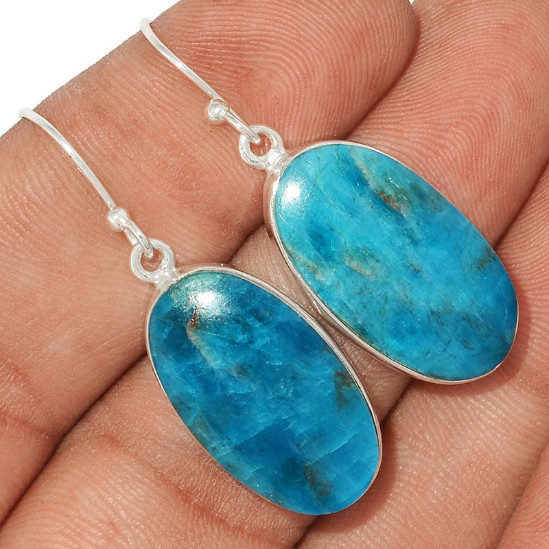 1.6" Neon Blue Apatite Cabochon Earrings - NACE115