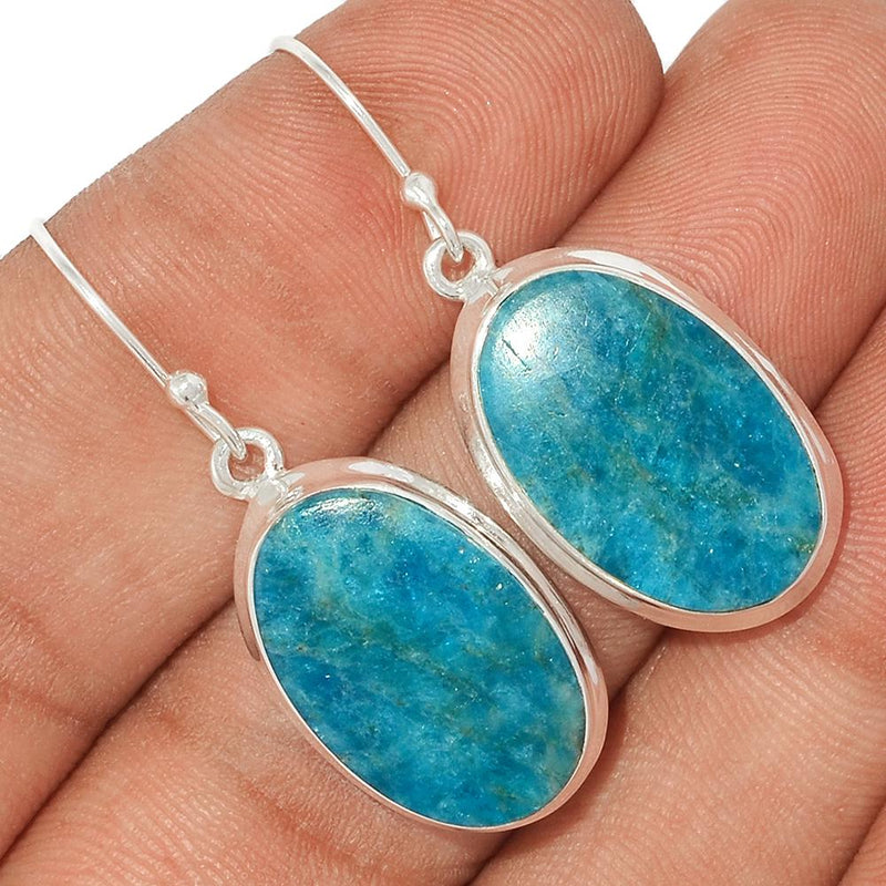 1.6" Neon Blue Apatite Cabochon Earrings - NACE117