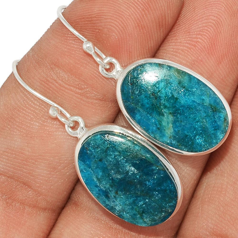 1.5" Neon Blue Apatite Cabochon Earrings - NACE123