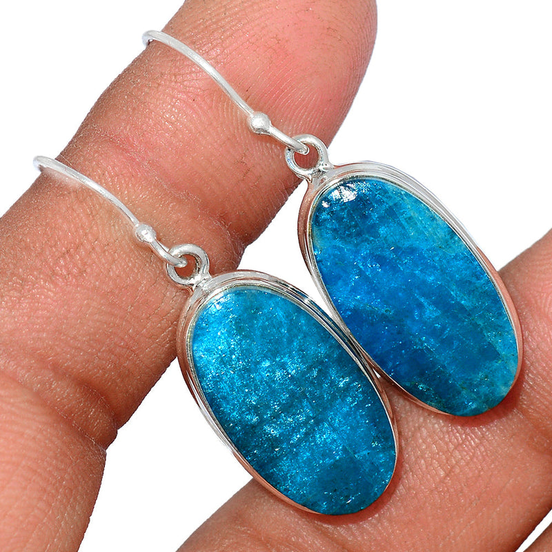 1.5" Neon Blue Apatite Cabochon Earrings - NACE171