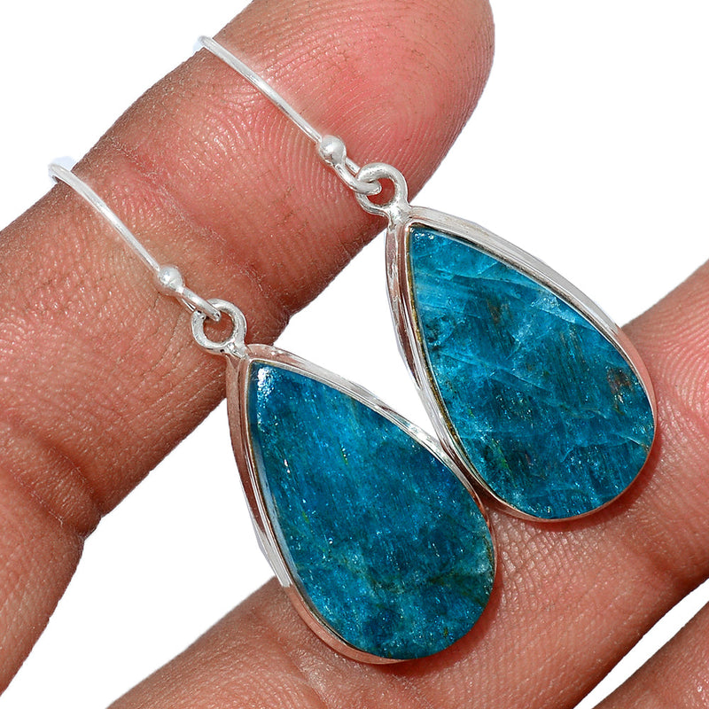 1.6" Neon Blue Apatite Cabochon Earrings - NACE173