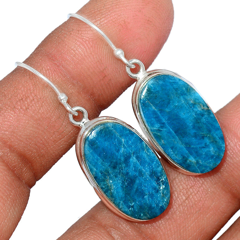 1.5" Neon Blue Apatite Cabochon Earrings - NACE184