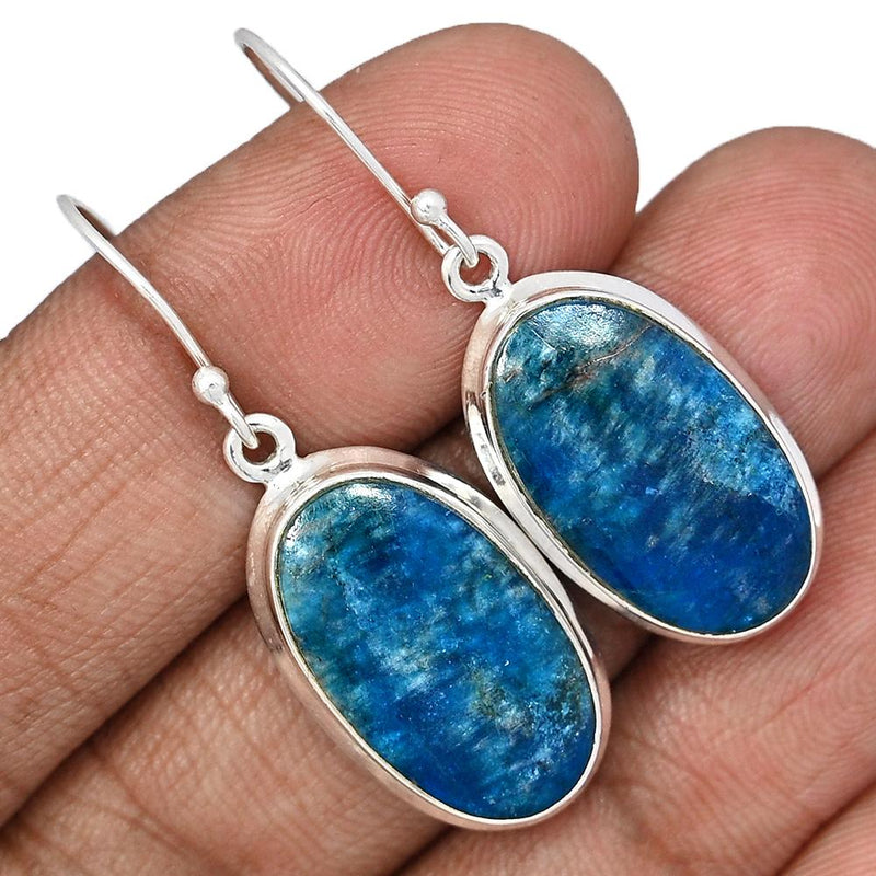 1.6" Neon Blue Apatite Cab Earrings - NACE82