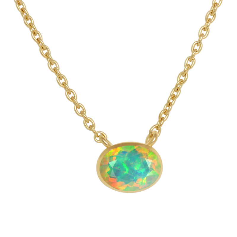 5*7 MM Oval - 18k Gold Vermeil - Ethiopian Opal Faceted Necklace - ND-N203EOF Catalogue