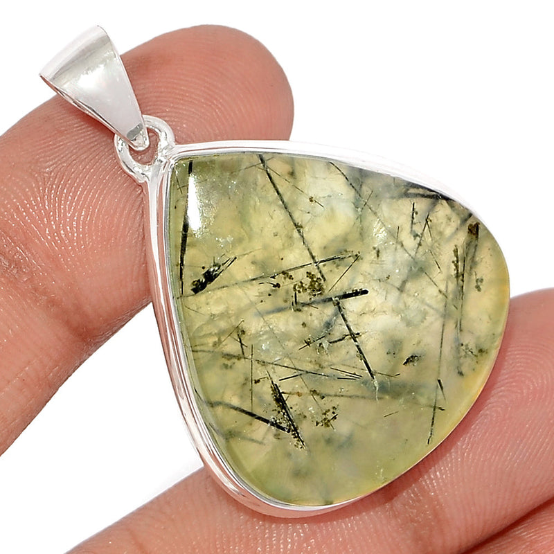 1.7" Green Actinolite In Prehnite Pendants - PBRP158