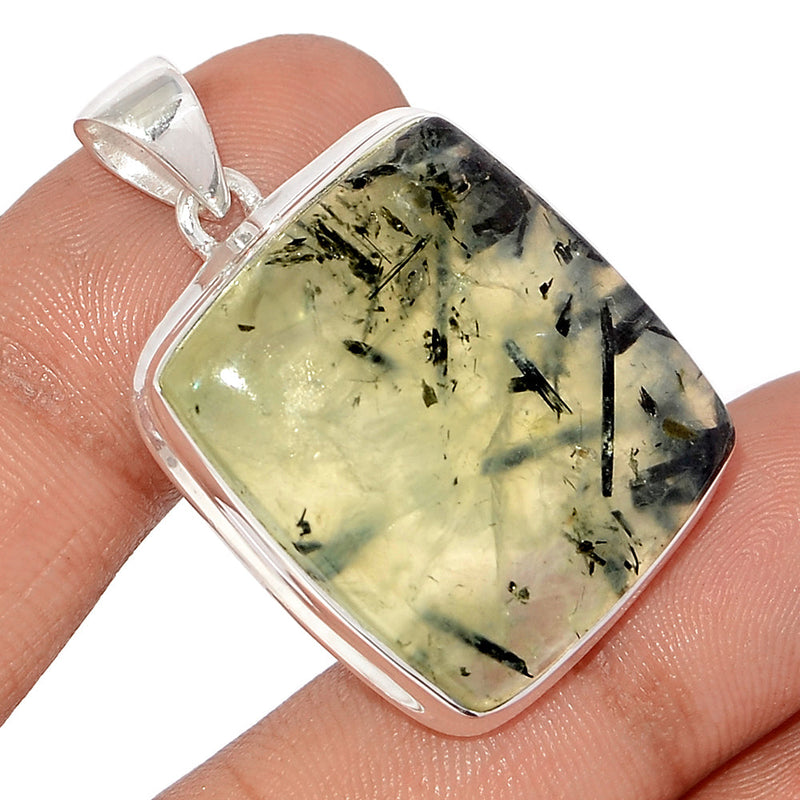 1.5" Black Tourmaline In Prehnite Pendants - PBRP165